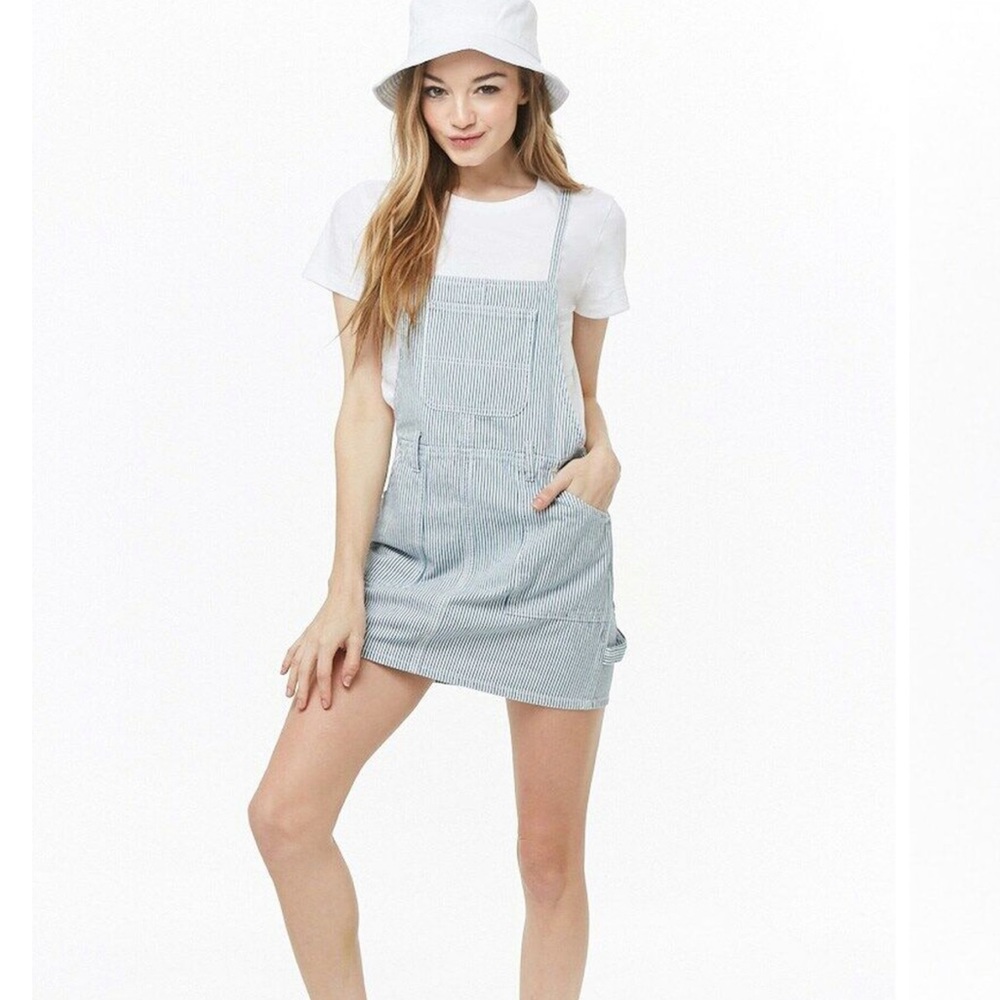 Forever 21 Overall Denim Dress, Size Medium